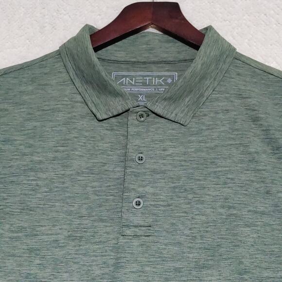 Anetik Polo Mens XL Green Premium Performance UPF 30+ Short Sleeve Shirt NWT - Picture 5 of 14